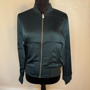 Universal Standard Deep Sea New Satin Bomber Jacket Size 4XS NWT